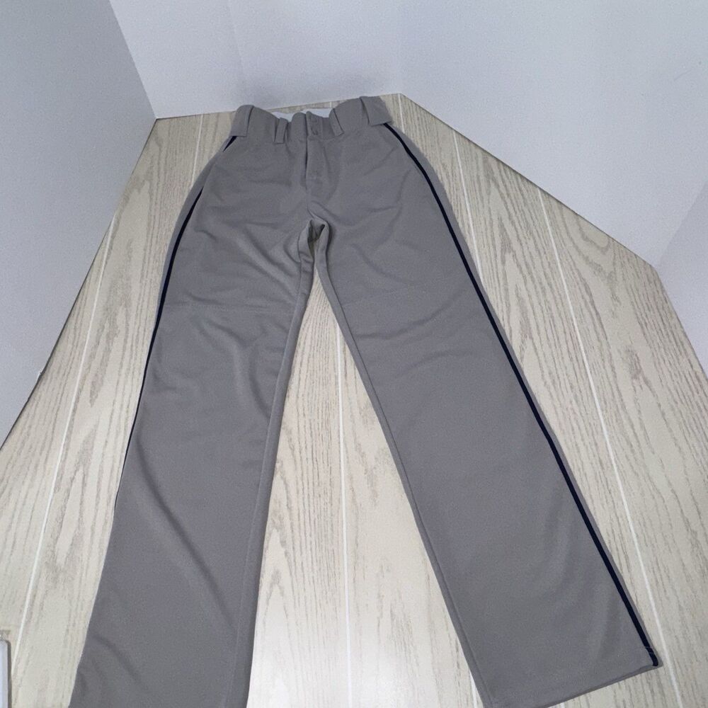 Gray Alleson Athletic Men Baseball Pants W/Navy Blue Pipe Size M Never Worn